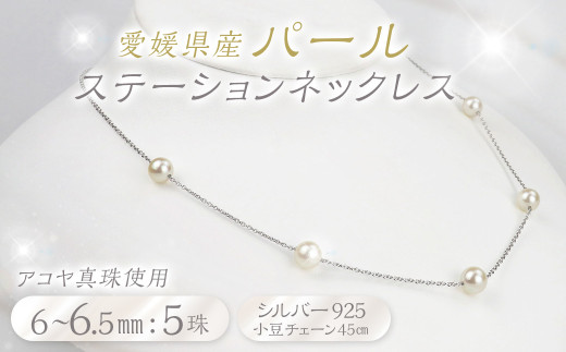 パール ステーションネックレス 5珠 6.0～6.5mm 真珠 アクセサリー