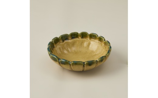 黄瀬戸おりべ向付五客 作者：加藤 裕子 ／ 美濃桃山陶 陶芸 陶器 伝統