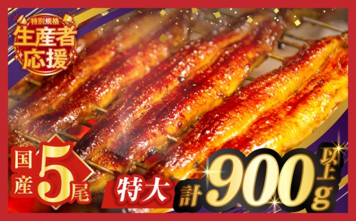 生産者応援!!【数量限定特別規格】うなぎ蒲焼5尾(さんしょう