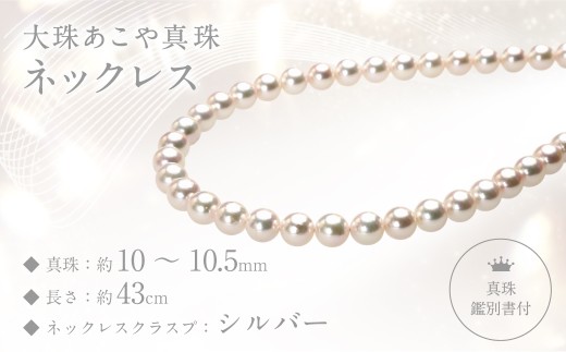 真珠鑑別書付】【大珠】あこや真珠（10－10.5mm珠）ネックレス ／ 真珠
