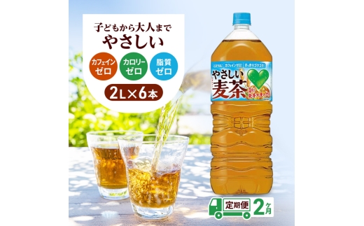 麦茶 麦茶 定期便 2ヶ月 GREEN DA・KA・RA やさしい麦茶 2L×6本 ペット