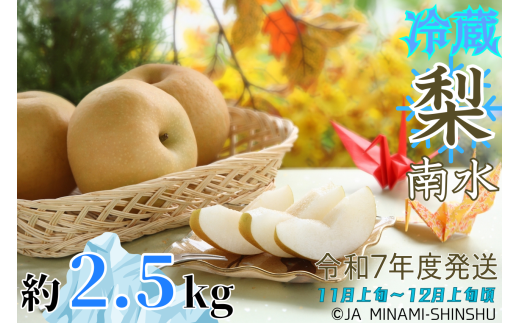 7-J28 冷蔵 梨（南水）【太鼓判・優糖生】約2.5kg - 長野県喬木村