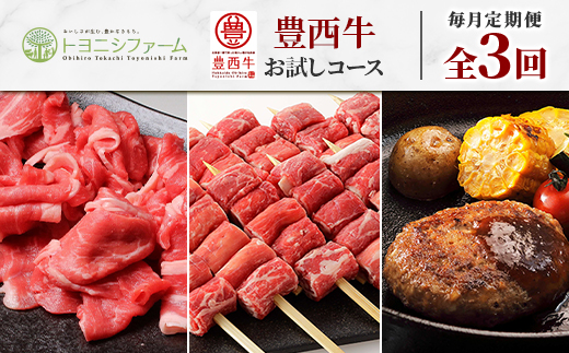 【北海道帯広市】<毎月定期便>豊西牛お試しコース全3回【4065346】
