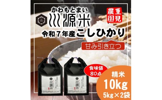 川源米 令和7年産こしひかり 直前精米 10kg(5kg×2袋) - 広島県東広島市 