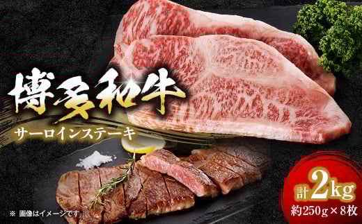 【福岡県大野城市】<博多和牛>サーロインステーキ2000g(250g×8枚)【1259482】