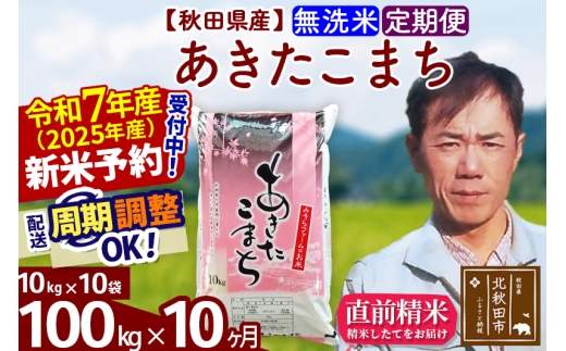 【秋田県北秋田市】※令和7年産 新米予約※《定期便10ヶ月》秋田県産 あきたこまち 100kg【無洗米】(10kg袋) 2025年産 お届け時期選べる お届け周期調整可能 隔月に調整OK お米 みそらファーム