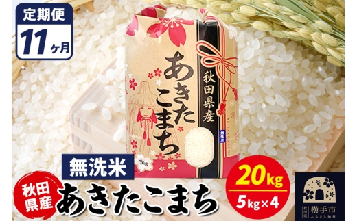 【秋田県横手市】《定期便11ヶ月》あきたこまち 20kg【無洗米】令和7年産 秋田県産 こまちライン