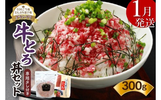 【北海道清水町】【1月発送】発送月が選べる!受賞歴多数!人気の牛とろ丼セット 300g 専用タレ付き_S006-0030