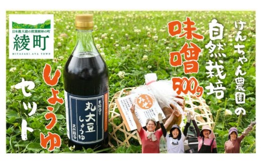 けんちゃん農園 自然栽 培味噌（小）・ しょうゆ セット - 宮崎県綾町