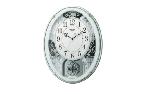 リズム時計 スモールワールド 掛け時計 カラクリ時計 リズム 電波カラクリ時計 スモールワールドプラウド グリーン 【11100