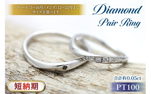 指輪 結婚指輪 ペアリング PT100 プラチナ10％ ダイヤ 0.05ct ブラック