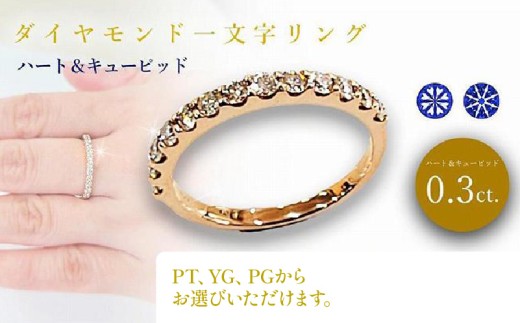 ダイヤ0.30ct ハーフエタニティ リング PT900 / K18YG / K18PG 