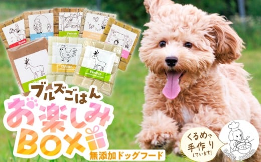【福岡県久留米市】ペットフード 無添加ドッグフード・ブルズごはんお楽しみBOX_無添加ドッグフード 詰合せセット ブルズごはんお楽しみBOX CUBE型 5袋×300g 20個入 馬肉 豚肉 鹿肉 鶏肉 魚 各1