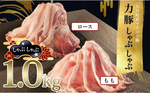 【高知県大月町】国産 豚肉 もも ロース しゃぶしゃぶ 2種 1kgセット|もも600g (200g×3P) ロース400g (200g×2P) 力豚 小分け 使いやすい ブランド豚 冷しゃぶサラダ 豚しゃぶ 鍋 冷凍 ポーク お取り
