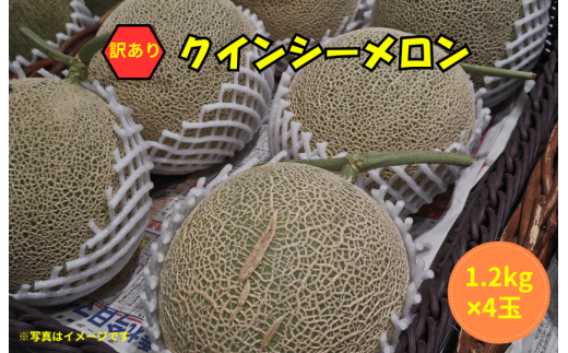【茨城県鉾田市】【訳あり】クインシーメロン 4玉(1.2kg×4)
