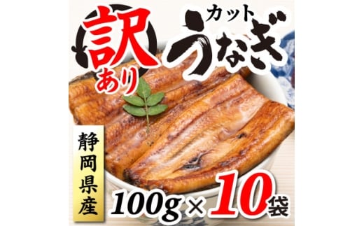 【静岡県磐田市】<訳あり>静岡県産 うなぎ蒲焼 カット 100g×10パック 計1kg(タレ・山椒付き)国産【1680693】