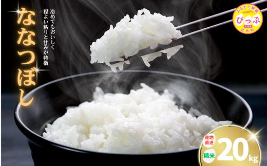 【北海道比布町】2025年産 ななつぼし 精米 20kg【牧野農産】米 お米 北海道米 特Aランク 国産 白米 コメ 北海道 比布町 ぴっぷ 1014-006