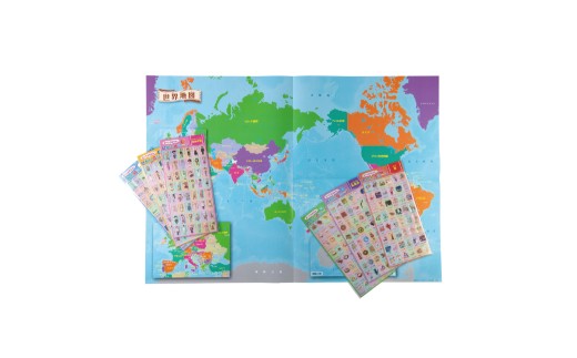 荻窪】はっておぼえる 世界地図とシールセット （シール6種 ： 世界の