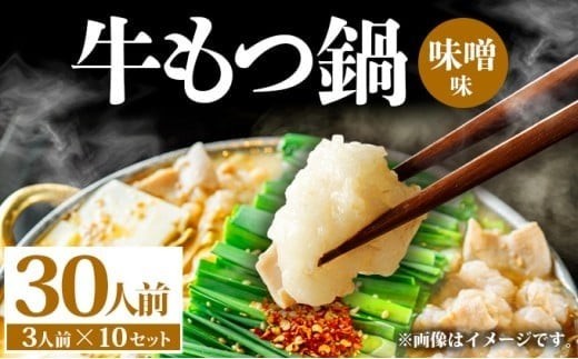 【福岡県篠栗町】牛もつ鍋 味噌味 30人前(3人前×10セット) PE008