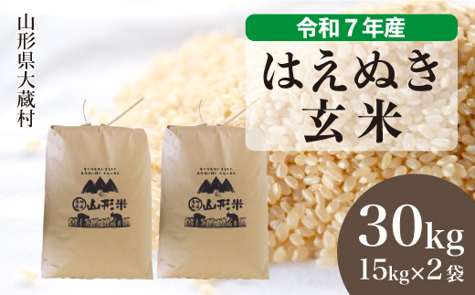 令和7年産米＞ はえぬき 【玄米】 30kg （15kg×2袋）＜配送時期選べ 