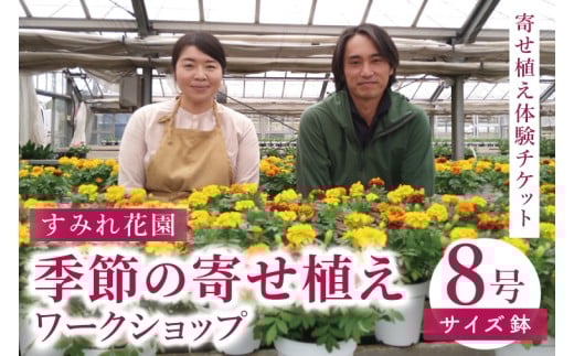 【茨城県行方市】行方市の花農家「すみれ花園」季節の寄せ植えワークショップ(8号サイズ鉢)|花 お花 季節の花 ワークショップ 体験 体験チケット ラーケーション ガーデンセラピー 寄せ