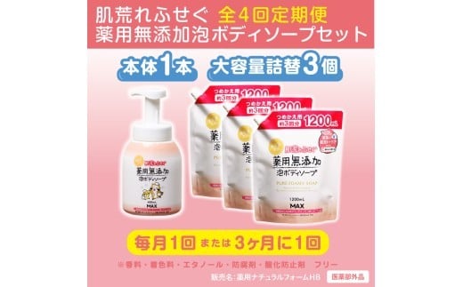 【奈良県橿原市】【毎月1回お届け】【全4回定期便】無添加 泡の石けんボディソープセット <無添加生活シリーズ> ※北海道・沖縄・離島への配送不可