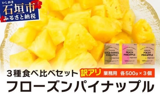 【沖縄県石垣市】訳アリ 業務用冷凍カットパイナップル500g×3点セット PU-02