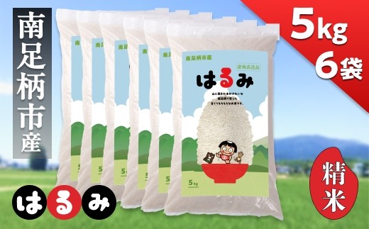 令和7年 南足柄産のブランド米「はるみ(精米)」 5kg×6袋 計30kg＜出荷 