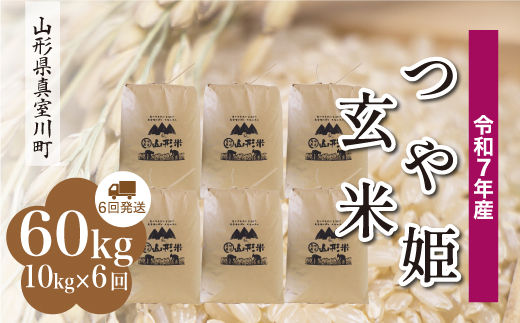 令和7年産米＞ 特別栽培米 つや姫 【玄米】 60kg定期便 （10kg×6回発送