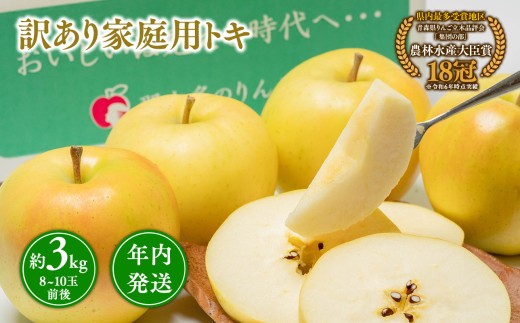 年内発送 【訳あり】家庭用 トキ 約3kg【青森県 平川市 那由多のりんご