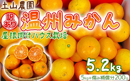 訳あり】土山農園の温州みかん 屋根掛けハウス栽培 5kg＋傷み補償分