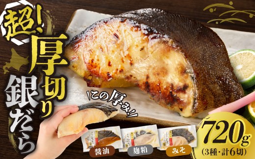 高評価！《 リピート多数☆ 》 超厚切り 銀だら 約720g 3種 食べ比べ