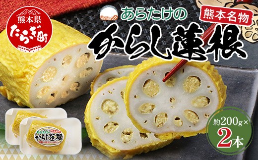 熊本名物】あらたけの からし蓮根 2本セット (約200g×2本) 辛子