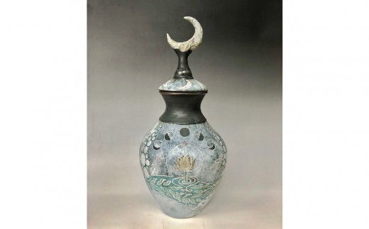 益子焼 濱田友緒作 柿釉赤絵花瓶 | 栃木県 伝統工芸品 美術品 1点限定