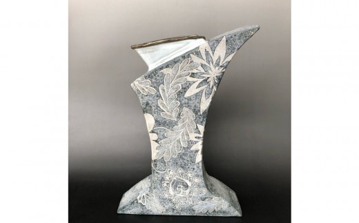 益子焼 濱田友緒作 地釉鉄砂赤絵花瓶 | 栃木県 伝統工芸品 美術品 1点