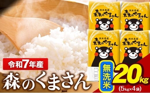 令和7年産 無洗米 森のくまさん 20kg 5kg × 4袋 熊本県産 単一原料米 