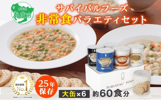 賞味期限25年 非常食 バラエティセット 大缶6缶 詰合せ 約60食分