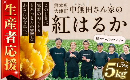 熊本県大津町産 中無田農園の紅はるか 選べる 内容量 約1.5kg 約5kg