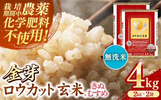 金芽ロウカット玄米 島根県産 きぬむすめ 4kg （2kg×2袋）≪ 栽培期間