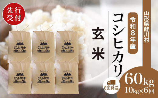 令和8年産米先行受付＞ 鮭川村 コシヒカリ 【玄米】 60kg定期便 （10kg 