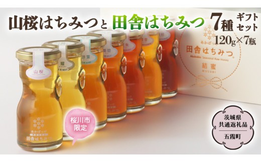 桜川市限定】 山桜 はちみつ と 田舎 はちみつ 全7種 ギフトセット [結