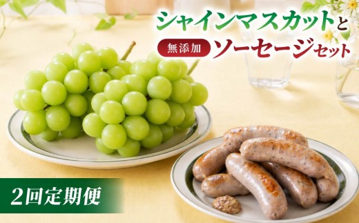 2回定期便】高評価！シャインマスカットと無添加ソーセージセットの