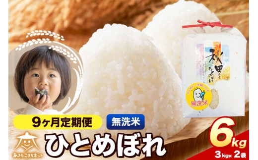 令和8年産 新米受付《定期便9ヶ月》ひとめぼれ 6kg（3kg×2）【無洗米
