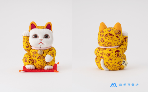 招き猫 江戸木目込人形 特別コラボ謹製（宝尽くし（刈安革×赤漆