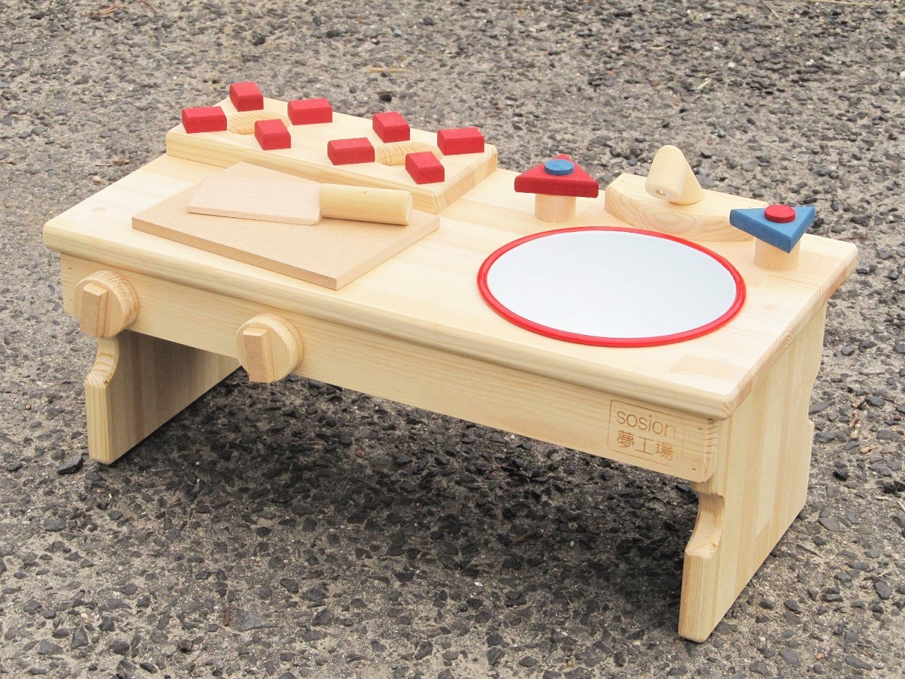 手作り木製 ままごとキッチンRHK-LX 座って遊べるテーブルサイズ【007C-085】