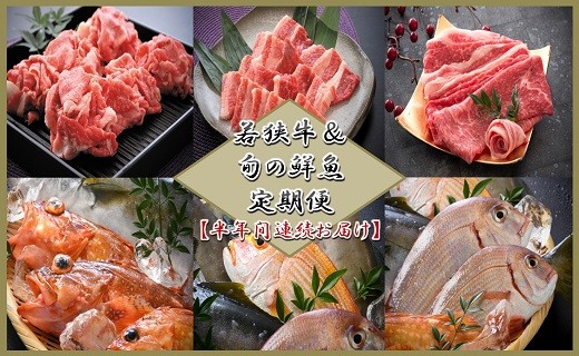 【半年間連続お届け】 若狭牛&旬の鮮魚 定期便