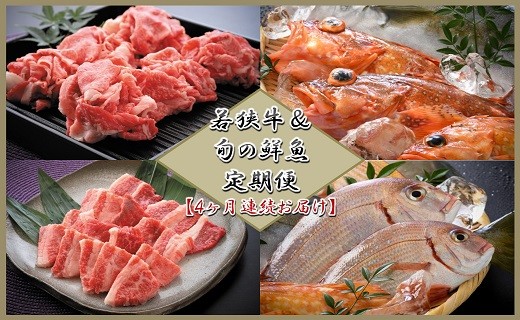 【4ヶ月連続お届け】 若狭牛&旬の鮮魚 定期便