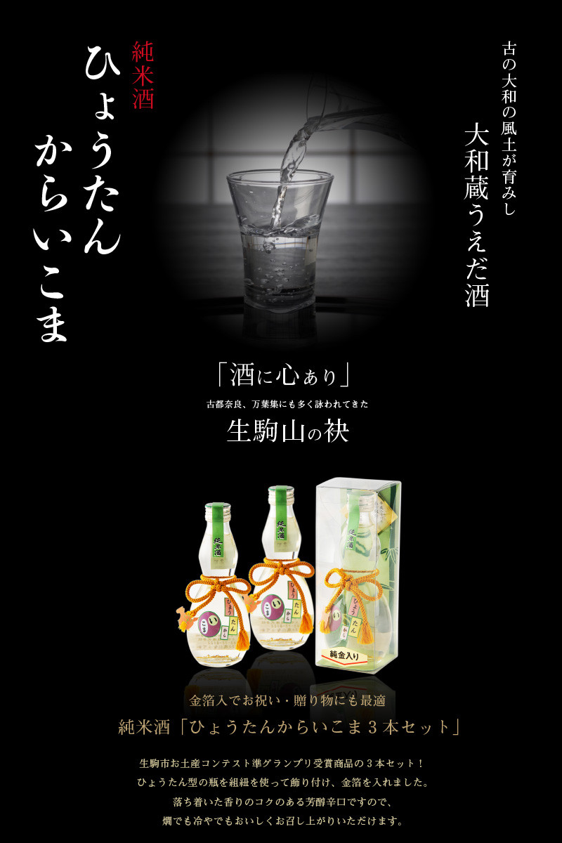 純米酒 ひょうたんからいこま3本セット 奈良県生駒市 ふるさと納税 ふるさとチョイス