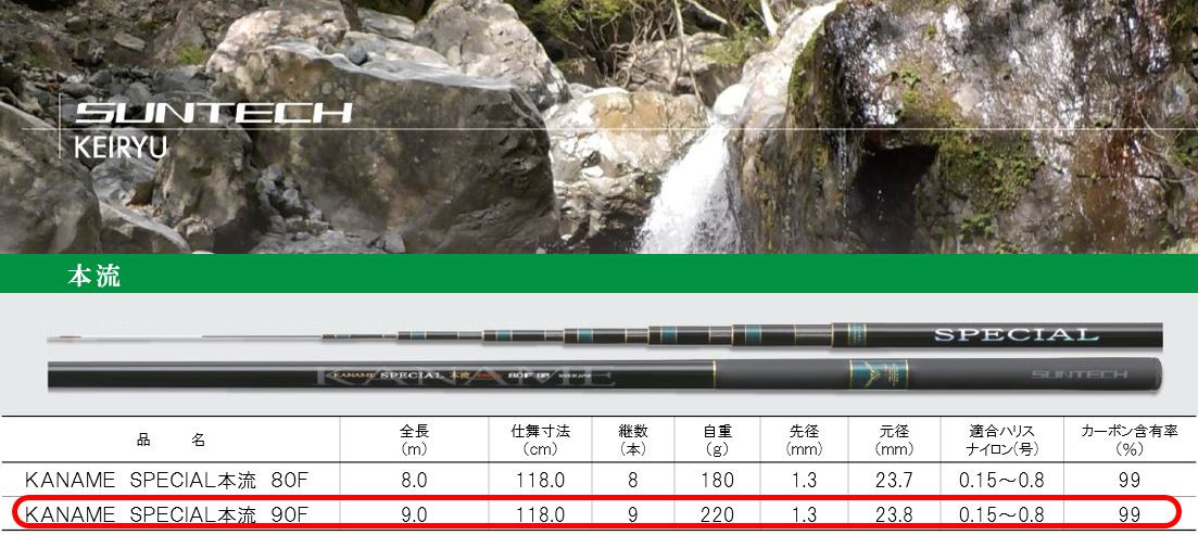 【日本製・渓流竿】KANAME SPECIAL 本流 90F（239-1）