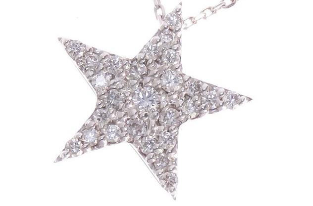 シンプルな星のかたちがとてもかわいいダイヤモンドネックレスK18WG